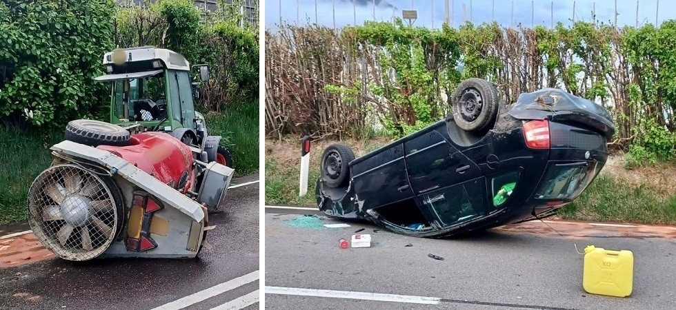 Scontro con un trattore, l’auto si ribalta: una persona ferita trasportata in ospedale